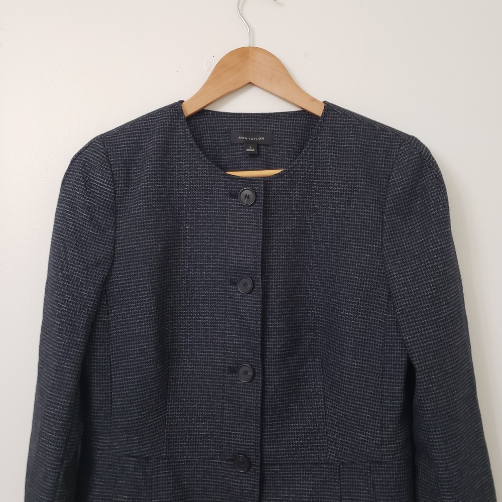 Ann Taylor Navy Black Women's Jacket Top Size 8 - Picture 2 of 11